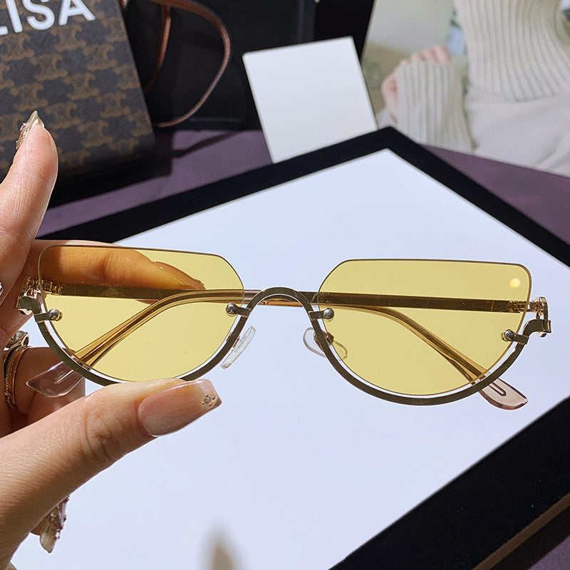 Unisex Half Rim Irregular Sunglasses UV400