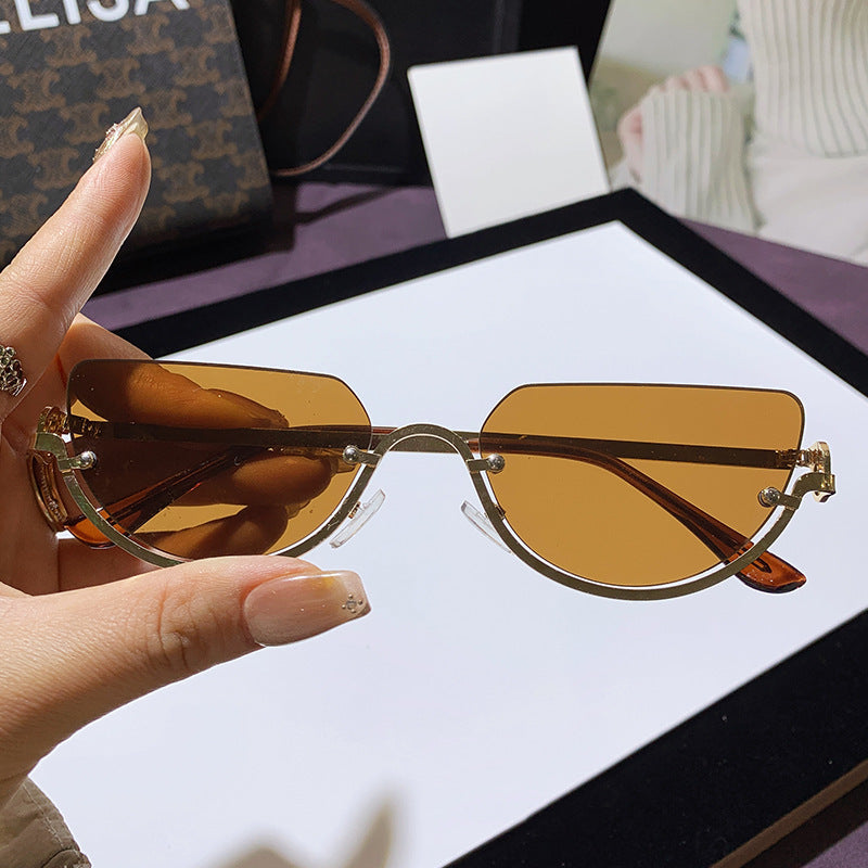 Unisex Half Rim Irregular Sunglasses