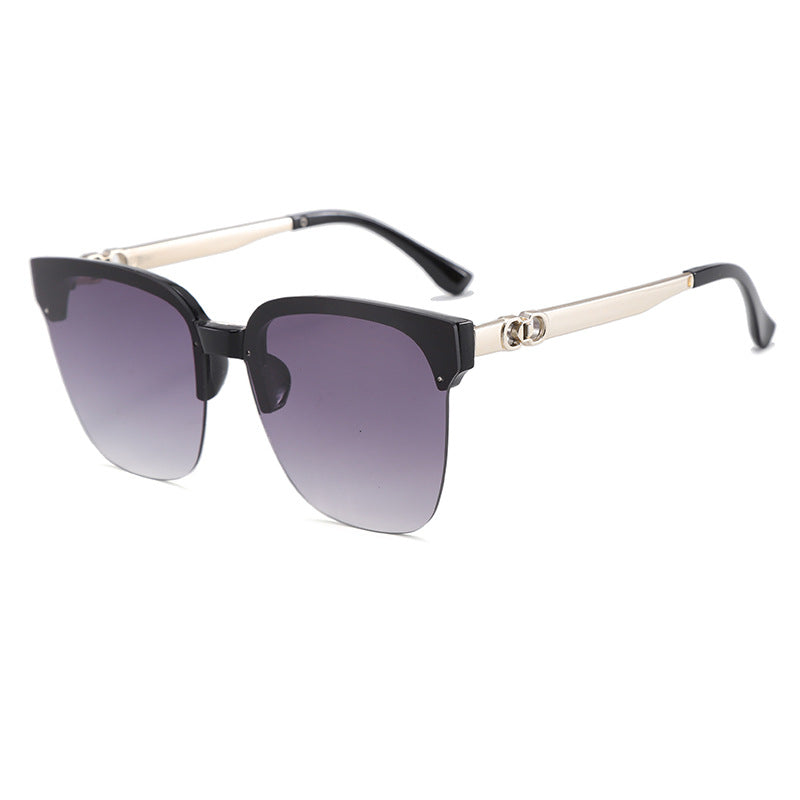 Unisex Half Rim Square Sunglasses UV400