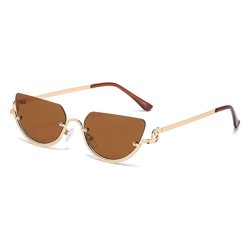 Unisex Half Rim Irregular Sunglasses UV400