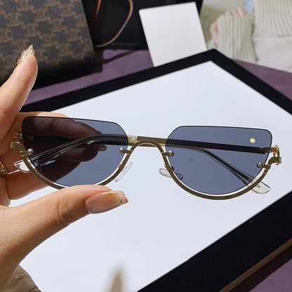 Unisex Half Rim Irregular Sunglasses UV400