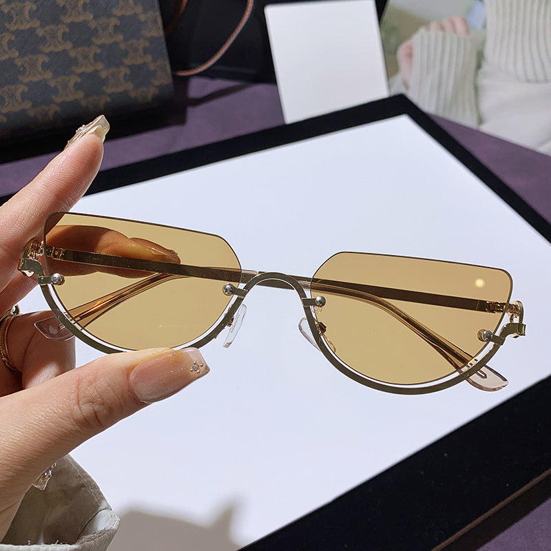 Unisex Half Rim Irregular Sunglasses UV400