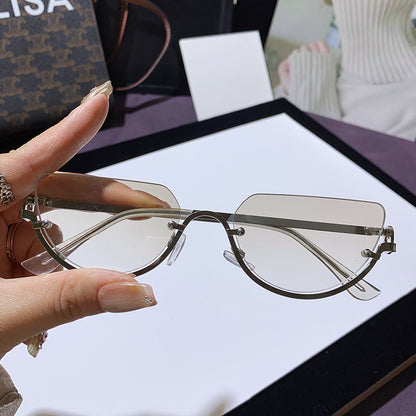 Unisex Half Rim Irregular Sunglasses UV400