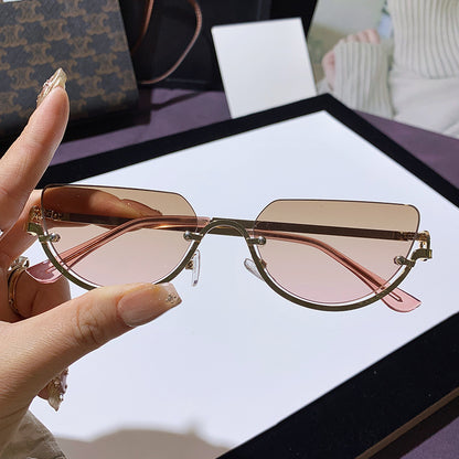 Unisex Half Rim Irregular Sunglasses UV400