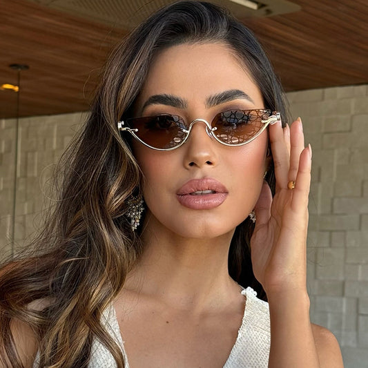 Unisex Half Rim Irregular Sunglasses UV400