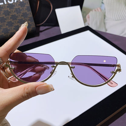 Unisex Half Rim Irregular Sunglasses UV400