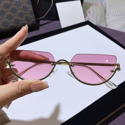 Unisex Half Rim Irregular Sunglasses UV400